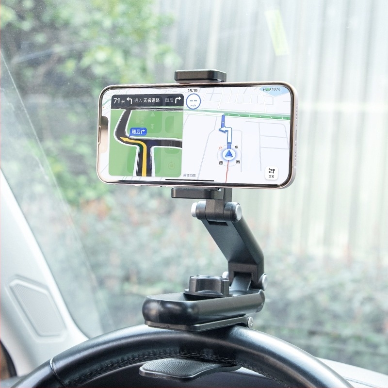 Autós telefontartó, univerzális napellenzőhöz, HUD-klipszel és közvetlen látású navigációtámogatás, hordozható