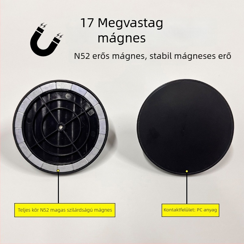 N52 erős mágneses szívófej, MagSafe-kompatibilis, 17 mm-es golyófej, univerzális autó tartó