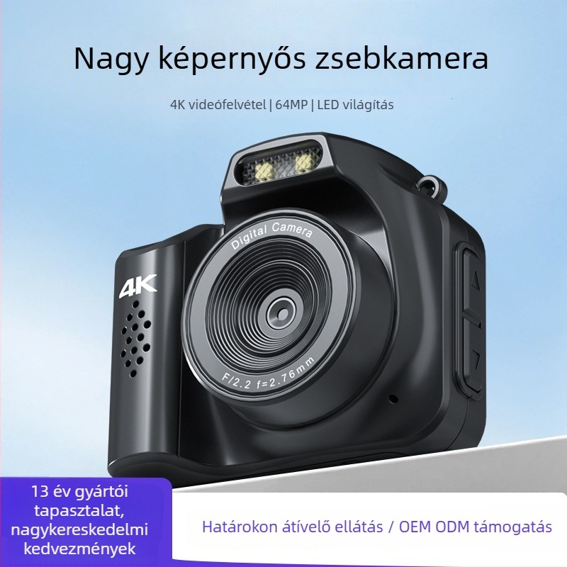 Gyerekeknek készült 4K zsebcamera, 64MP fotók, TF-kártya tárhely, széles látószögű objektív, modell HJD-2