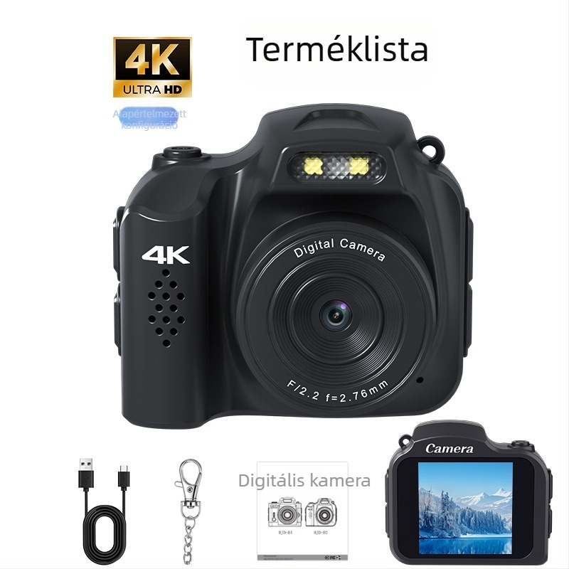 Gyerekeknek készült 4K zsebcamera, 64MP fotók, TF-kártya tárhely, széles látószögű objektív, modell HJD-2