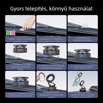 Összecsukható autós telefontartó a műszerfalra, univerzális mágneses autós tartó, vákuumos ragasztású navigációs állvány