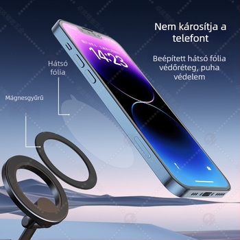 Erős mágneses műanyag hátlap MagSafe-kompatibilis telefonvédőhöz mágneses gyűrűvel