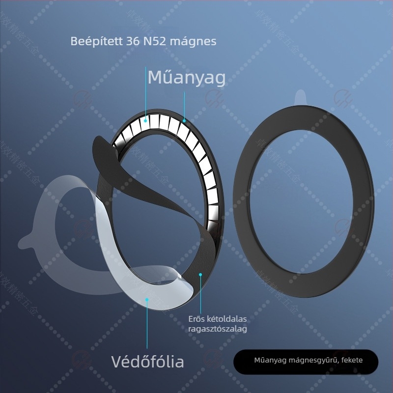Erős mágneses műanyag hátlap MagSafe-kompatibilis telefonvédőhöz mágneses gyűrűvel