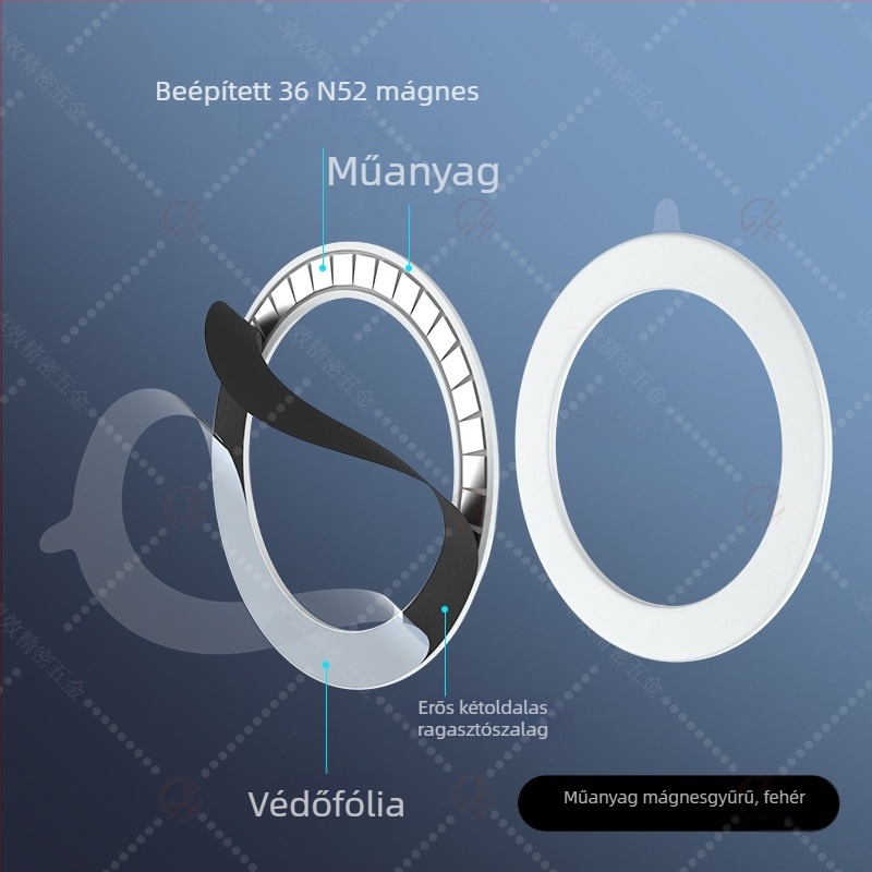 Erős mágneses műanyag hátlap MagSafe-kompatibilis telefonvédőhöz mágneses gyűrűvel