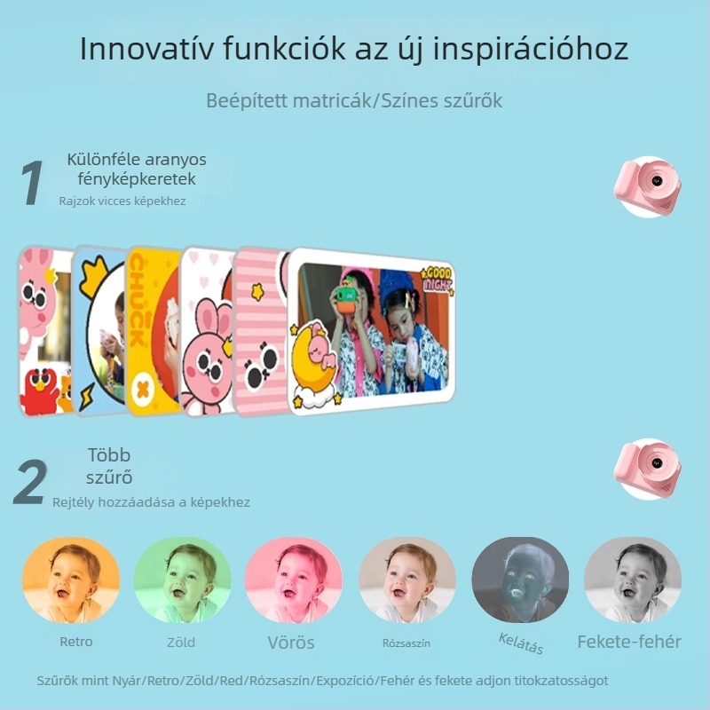 DELANDA Gyerek Kamera D31 – 48 MP CCD, 2,0 hüvelykes LCD, TF-kártya támogatás, videó felvétel, ABS ház
