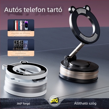 Autós telefontartó mágneses, forgatható, vákuumos tapadással, összecsukható, univerzális navigációhoz