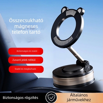Autós telefontartó mágneses, forgatható, vákuumos tapadással, összecsukható, univerzális navigációhoz