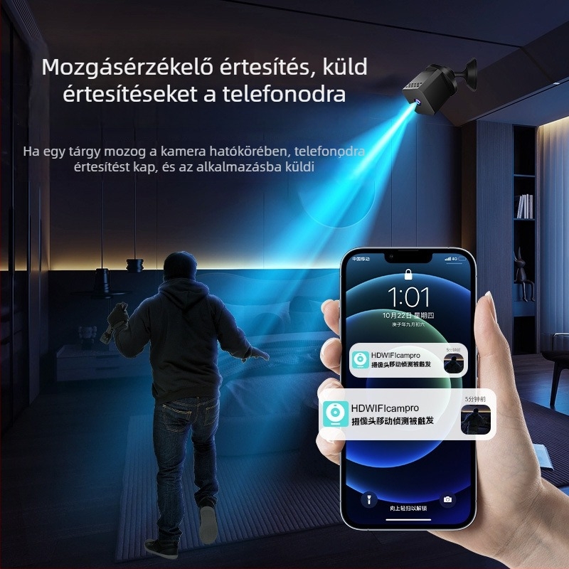 F1 Kültéri Kamera HD WiFi és Éjjellátás, TF Kártya Memória, LCD 2.8 mm, ABS Műanyag