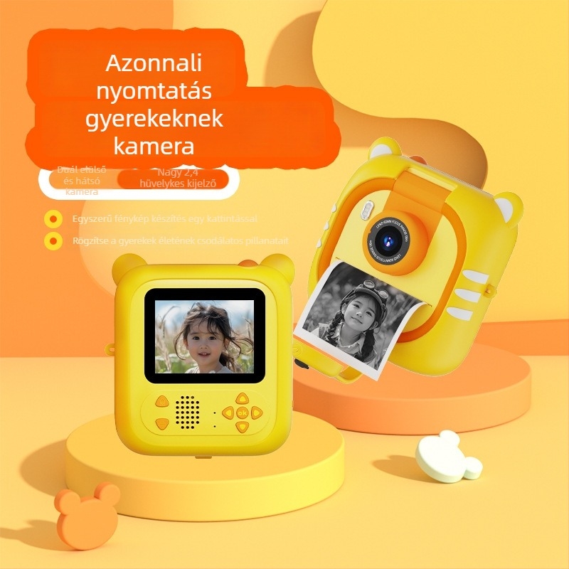 D2 Polaroid Gyerekek Digitális Forgatható Objektívű Mini Színes Fotó Nyomtató Kamera | 48 MP szenzor | 2,4" IPS kijelző | TF-kártya | ABS ház | 1300 mAh akkumulátor