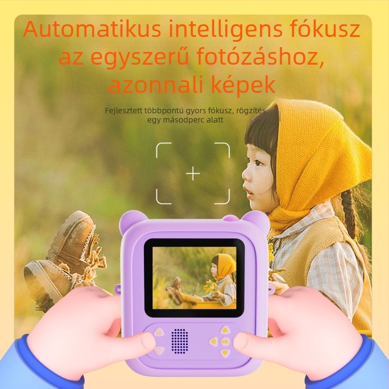 D2 Polaroid Gyerekek Digitális Forgatható Objektívű Mini Színes Fotó Nyomtató Kamera | 48 MP szenzor | 2,4" IPS kijelző | TF-kártya | ABS ház | 1300 mAh akkumulátor