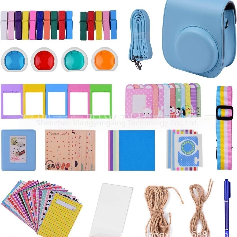 Instax Mini 11 fényképezőgép-kiegészítő készlet, 12 az egyben — tartalmaz kameratáskát, fotóalbumot, keretet; PU anyag