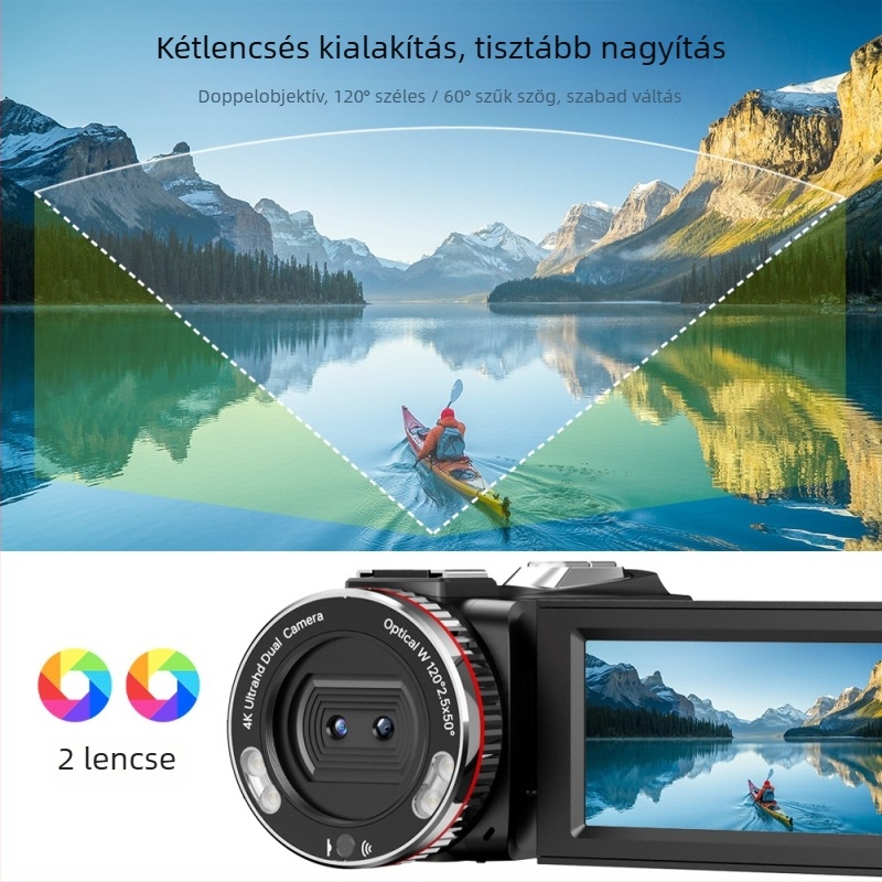 HDV900 Pro Kézben tartható mindent egyben kamera – 21x optikai zoom, 24MP CMOS szenzor, 1080p, 270° forgatható kijelző, USB-C/HDMI, MicroSD