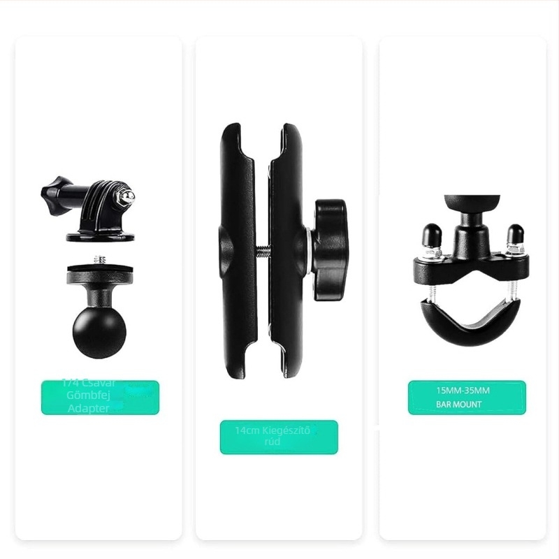 GoPro akciókamera tartó motorkerékpárhoz, telefontartóval és dashcam-kompatibilitással