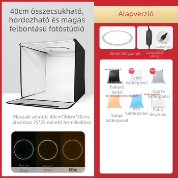 Mini fotóstúdió - Márka: refutuna; Modell: Ring light verzió kettős színhőmérséklettel; Anyag: poliészter + LED panel; Súly: 2.6 kg; Termékkód: Syled440 ssd