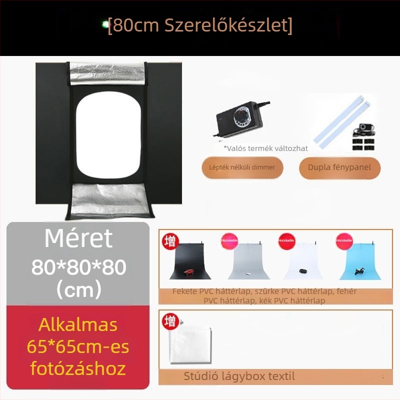 Kis stúdió LED világító doboz, hordozható, poliészter LED panellel, támogatja az egypontos szerelést