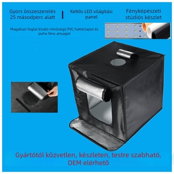 LED-stúdió softbox készlet professzionális fotózáshoz, tartalmaz LED-lámpát, importált anyagokból készült
