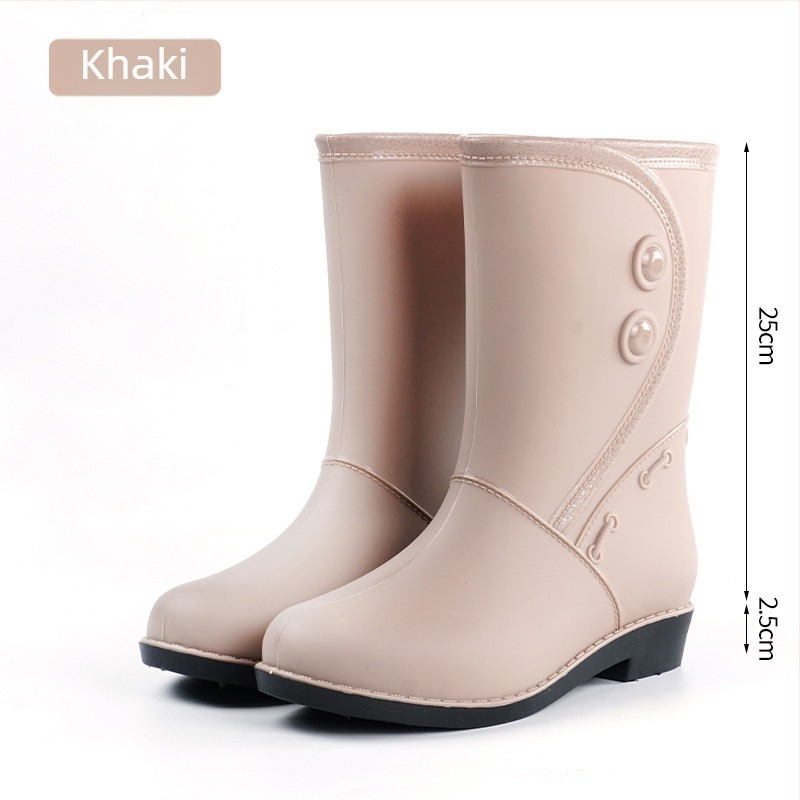 Női esőcsizma fleece béléses, középmagas, vízálló és csúszásmentes