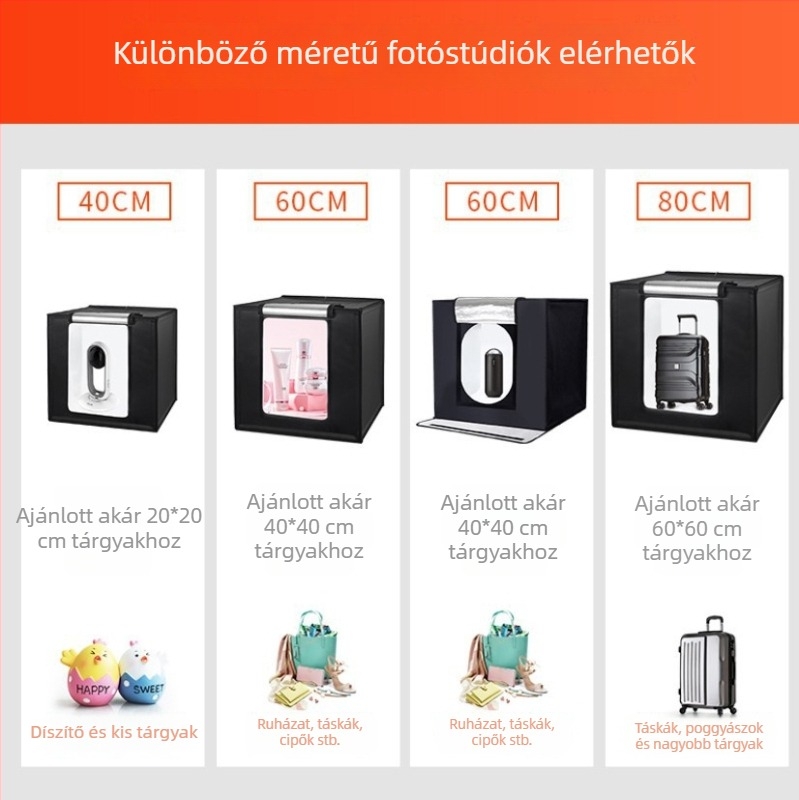 Hordozható LED fénydoboz termékfotózáshoz, kis stúdió Oxford anyagból, 2020 októberében jelent meg.