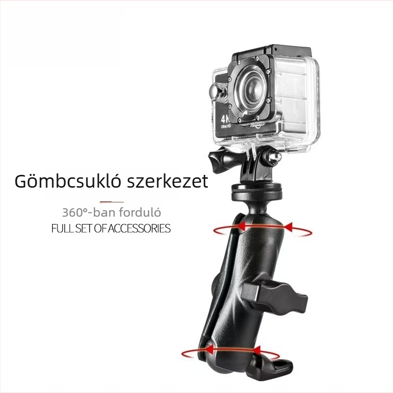 BSDDP GoPro akciókamera alumínium mount gömbfejes alap és összekötő rúd, motorkerékpárhoz és telefon-tartóhoz