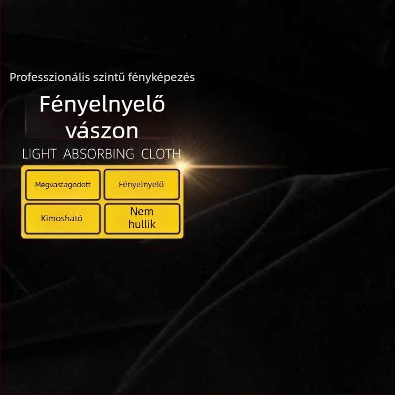 Háttértextil, flockolt, fényelnyelő, tükröződésmentes fotózáshoz