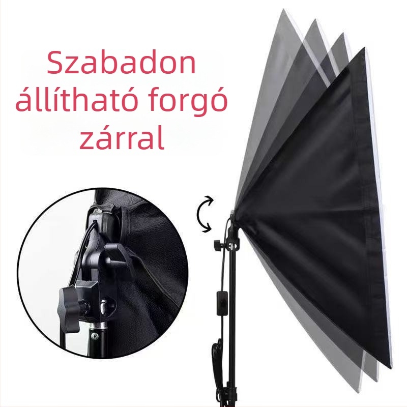 TS 5070 Softbox készlet fotózáshoz, textil kivitelű LED gomba világítással, háromszínű fényhőmérséklet és állítható fényerő