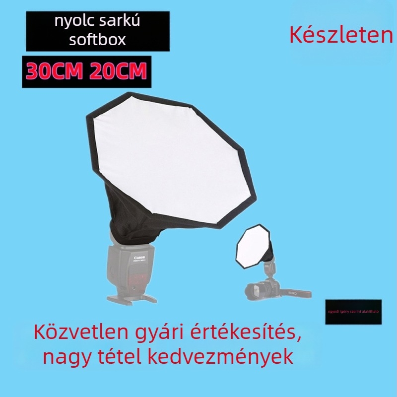 Oktogonális softbox stúdióvilágításhoz – off-camera vakuval kompatibil, összecsukható kétszintes kivitel, importált puha anyag