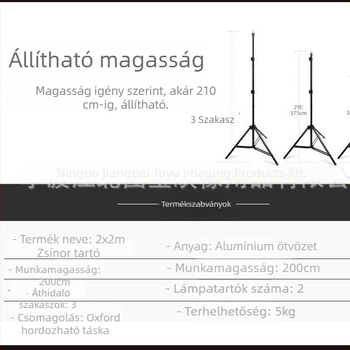 Háttérkeret fotózáshoz – alumíniumötvözet szerkezet; termékfotózáshoz ideális; modell: Background frame; tömeg: 2,5 kg; márka: Tubao image