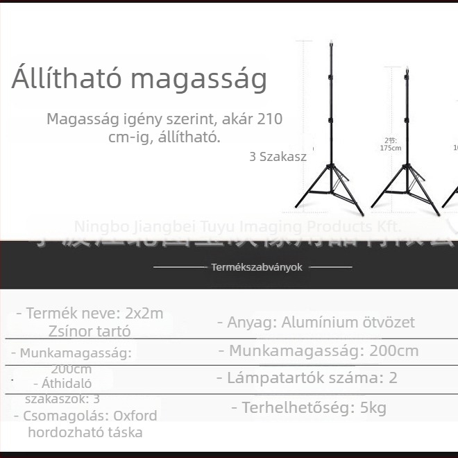 Háttérkeret fotózáshoz – alumíniumötvözet szerkezet; termékfotózáshoz ideális; modell: Background frame; tömeg: 2,5 kg; márka: Tubao image