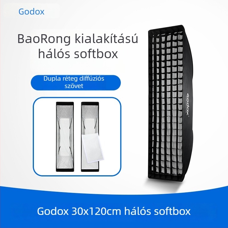 Shenniu Baorong rácsos softbox, belső flocking bevonattal, kompatibil Baorongkou fotólámpához, 2013-ban bevezetve