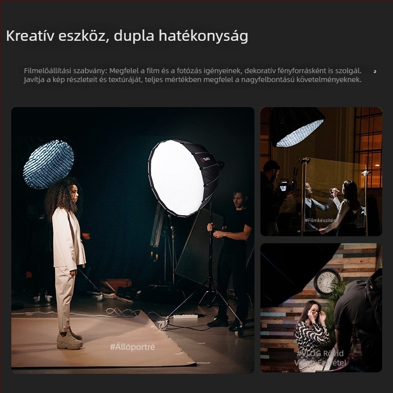 Parabolikus softbox, modell 90, fényvisszaverő anyag, súly 0.4 kg, tartalmaz parabolikus softbox rácsot