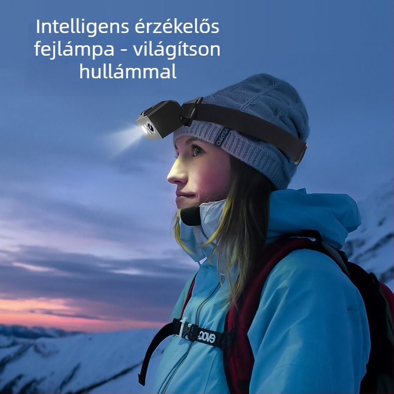 D9 Hullámérzékelős LED fejkamerával, 2.0MP HD akciókamera, 90° látószög, USB, 1800mAh
