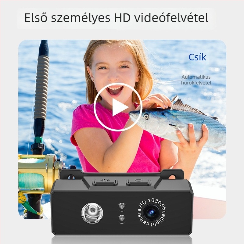 D9 Hullámérzékelős LED fejkamerával, 2.0MP HD akciókamera, 90° látószög, USB, 1800mAh