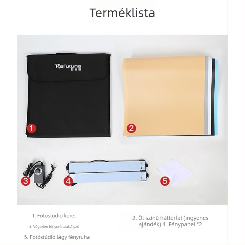 Ruifutu kompaktno LED stúdió lámpa poliészterrel és LED panellel, összecsukható hordozható softbox fotózáshoz, súly 5 kg