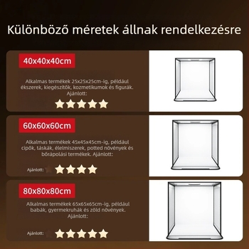 Ékszerekhez tervezett kompakt fotó stúdió összecsukható fénydobozzal és állítható világítással, Oxford szövettel készült kivitel