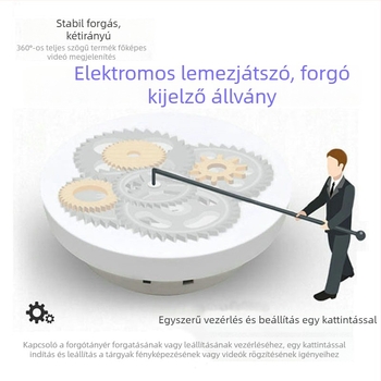 Ékszerek forgó bemutatóállványa automata forgótárcsával videófelvételhez és élő közvetítéshez