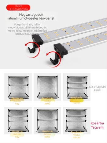 Bosheng márkájú Kis-stúdió LED Fénybox fotózáshoz; Reflektív anyag; Alkalmas személyes fotózáshoz; Tömege 6.5
