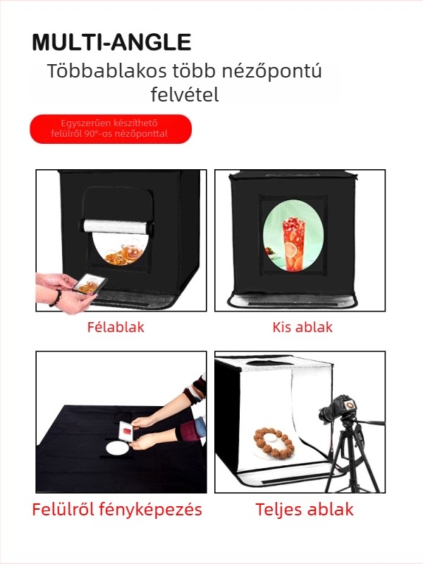 Bosheng márkájú Kis-stúdió LED Fénybox fotózáshoz; Reflektív anyag; Alkalmas személyes fotózáshoz; Tömege 6.5