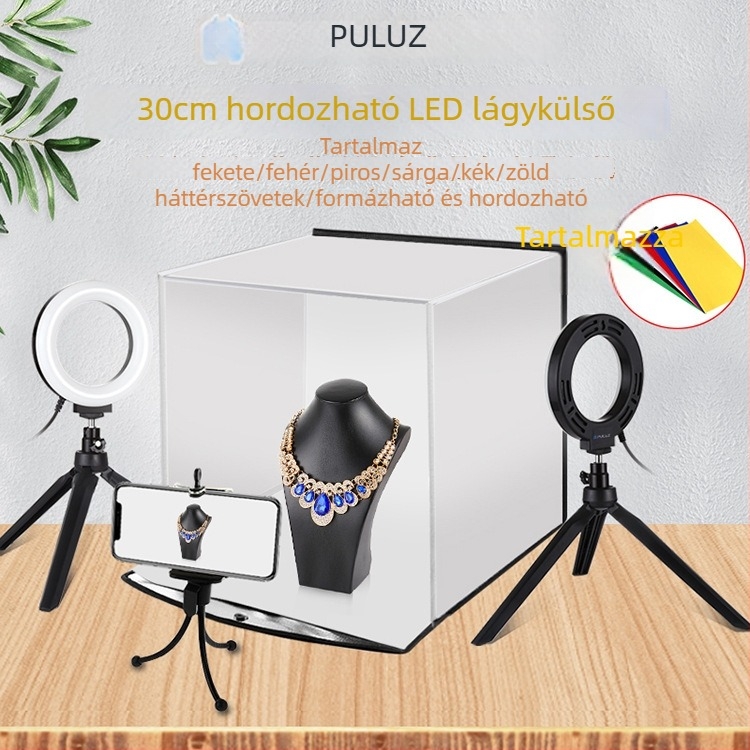 PULUZ PU5130 LED Softbox Hordozható Összecsukható Fotóstúdió 6 Háttérrel