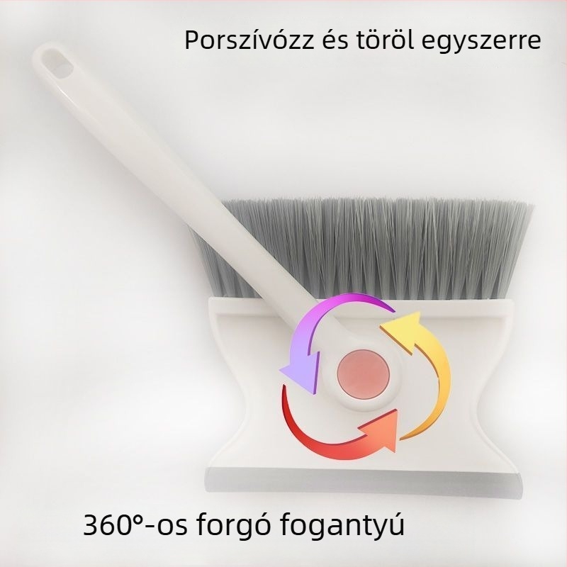 Macskaalom-seprő készlet, két darab: seprű és lapát, műanyag