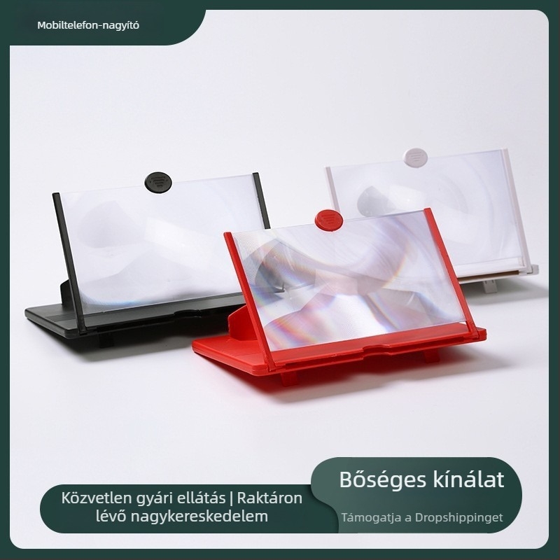 Telefonos képernyőnagyító videóprojekttel, kiváló szemvédő védelem, kékfény-szűrő, 3D kijelző, kihúzható tartó