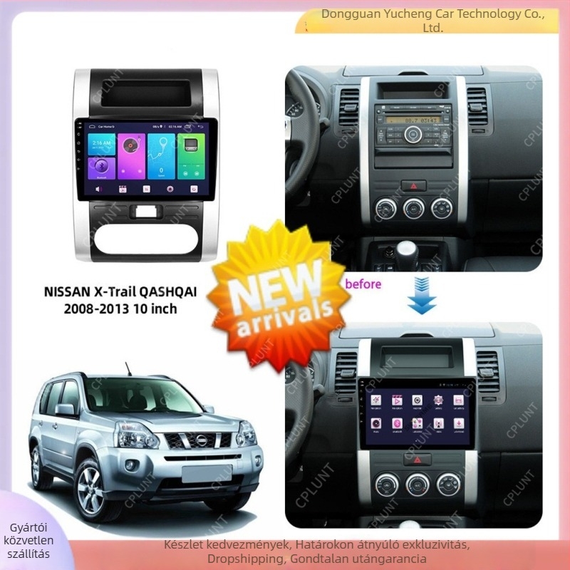 Nissan X-Trail/Qashqai MX6 autó navigációs DVD keret panel – ABS+PC; tömeg 1 kg; kompatibil 2008–2013