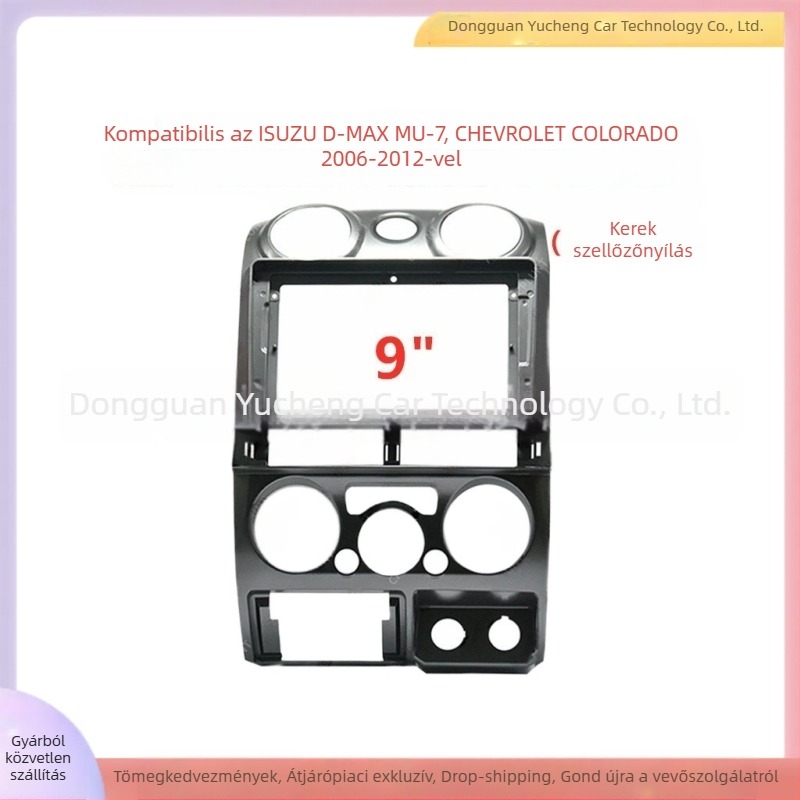 Isuzu D-Max MU-7 és Chevrolet Colorado navigációs panel keret, ABS+PC, 9 hüvelykes kijelző, tömeg 1 kg, modellévek 2006–2012