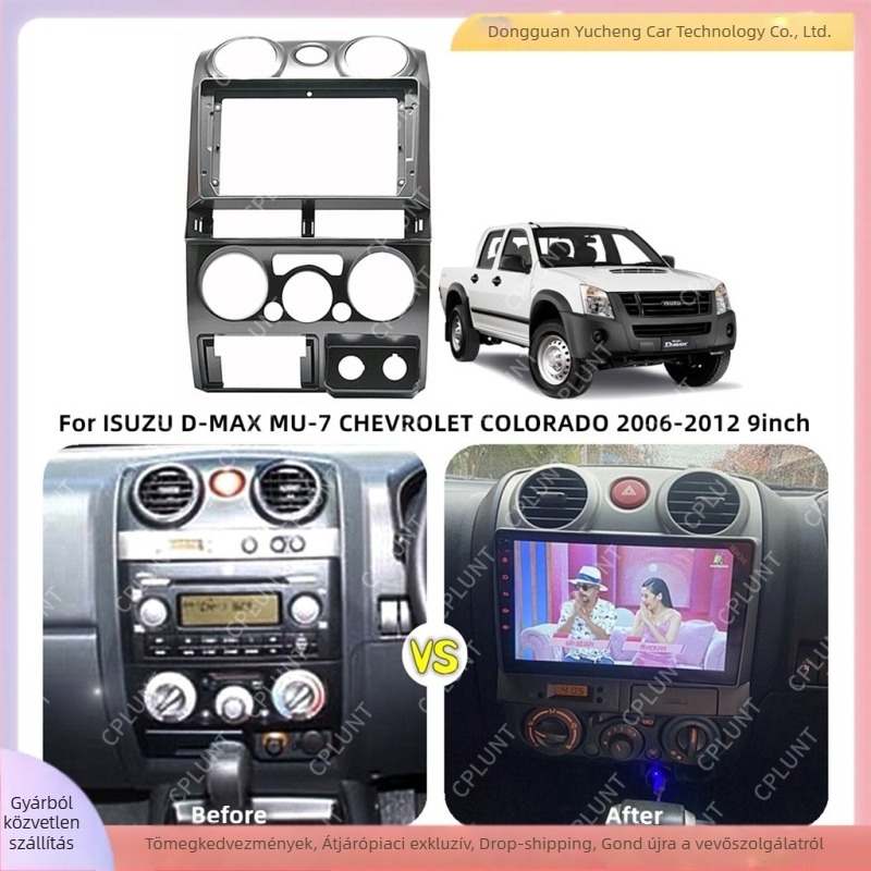 Isuzu D-Max MU-7 és Chevrolet Colorado navigációs panel keret, ABS+PC, 9 hüvelykes kijelző, tömeg 1 kg, modellévek 2006–2012