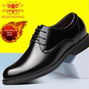 Férfi bőrből készült üzleti cipő — felső rész valódi bőr, bélés bőr, talp gumi, fűzés, 1–3 cm sarokmagasság, üzleti stílus, iroda