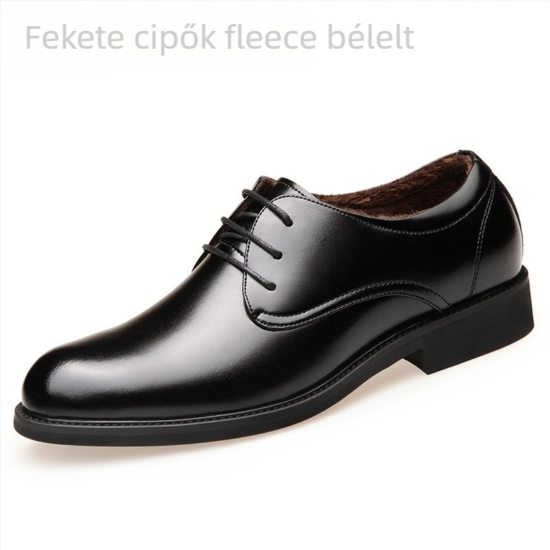 Férfi bőrből készült üzleti cipő — felső rész valódi bőr, bélés bőr, talp gumi, fűzés, 1–3 cm sarokmagasság, üzleti stílus, iroda