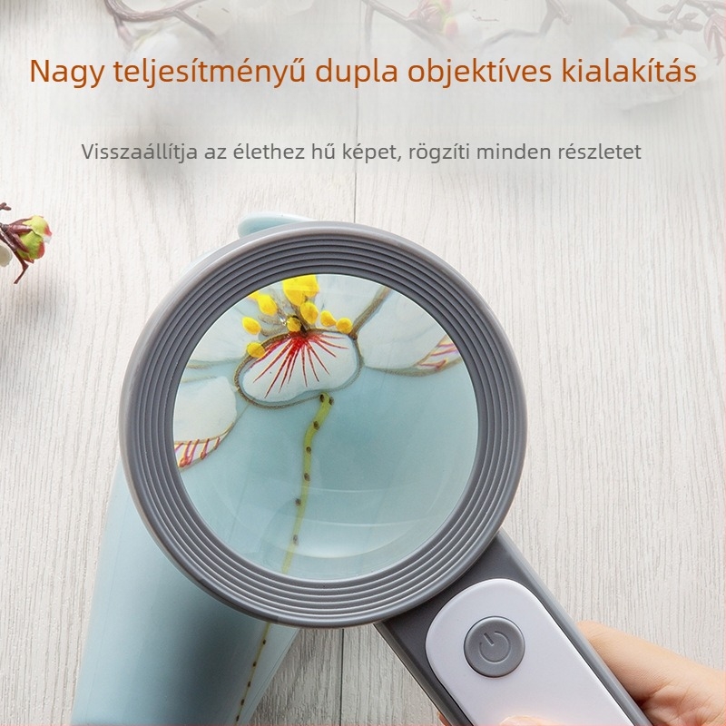 BIJIA kézi nagyító LED világítással, 18 LED, HD nagyítás, hideg/meleg fény, olvasáshoz és apró javításokhoz