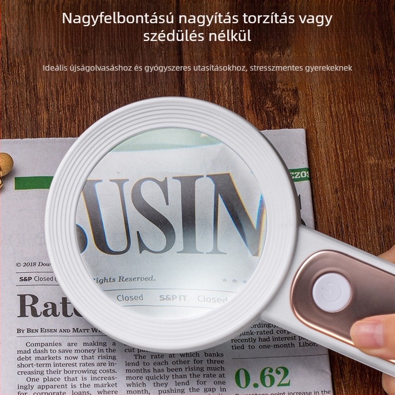 BIJIA kézi nagyító LED világítással, 18 LED, HD nagyítás, hideg/meleg fény, olvasáshoz és apró javításokhoz