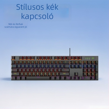 Mechanikus billentyűzet, 104 gomb, USB kábeles, ABS billentyűfedők, 17 világítási mód