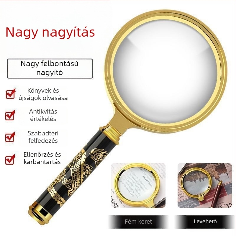 HD nagyító olvasáshoz, kézben tartható, nagy méret