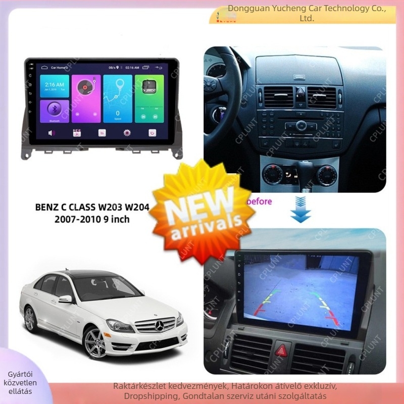 Mercedes-Benz C-Class C180 C200 W204 autó navigációs kerete – univerzális panel ABS+PC anyagból, kompatibilis modellek 2007–2010, súly 1 kg
